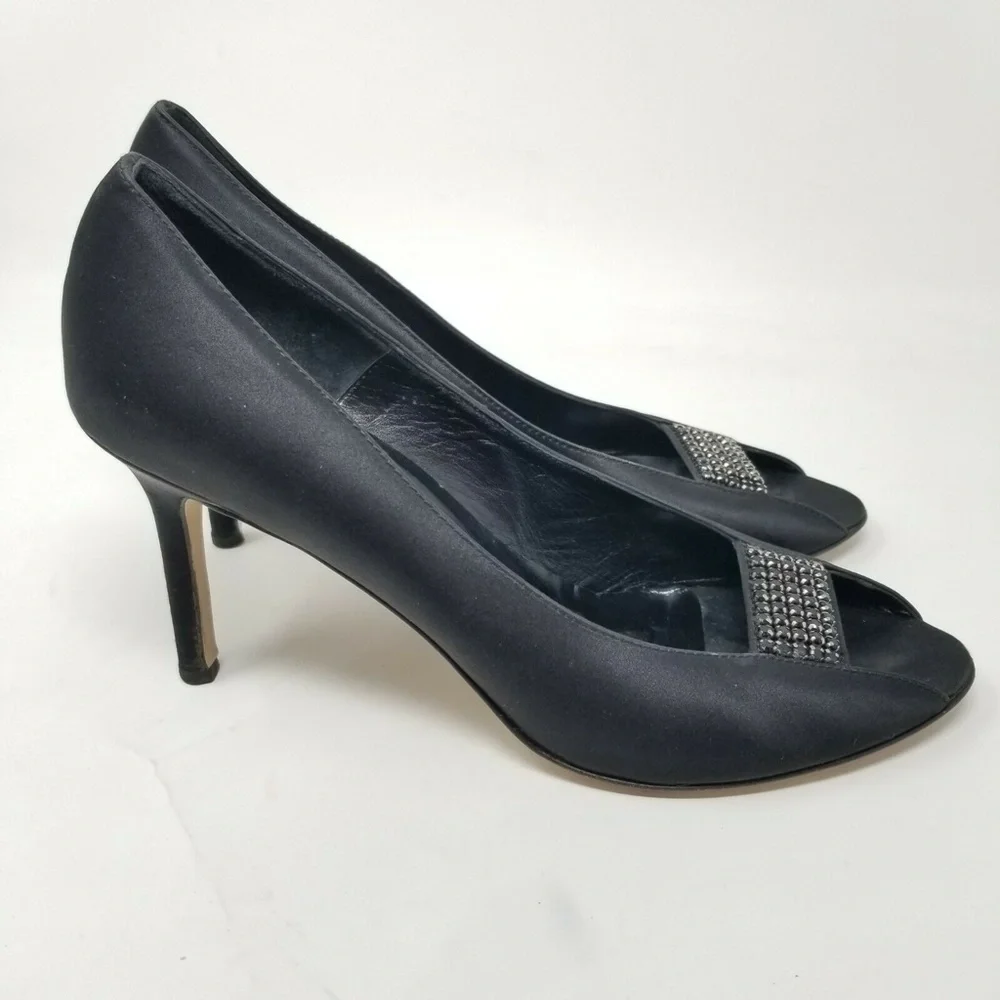 Isaac Mizrahi Black Fabric Leather Stone Slip On
